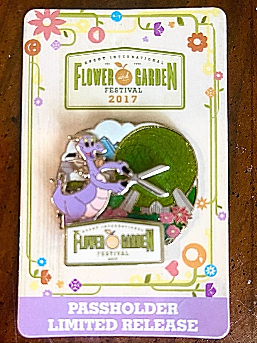 EPCOT Flower & Garden 2017 Passholder Limited Release Pin w/ Figment!